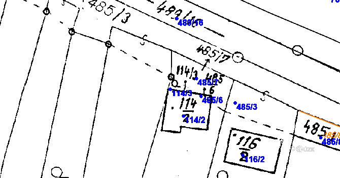 Parcela st. 114/3 v KÚ Chvalovice, Katastrální mapa