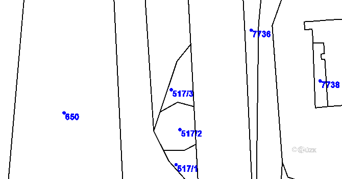 Parcela st. 517/3 v KÚ Chvalovice, Katastrální mapa