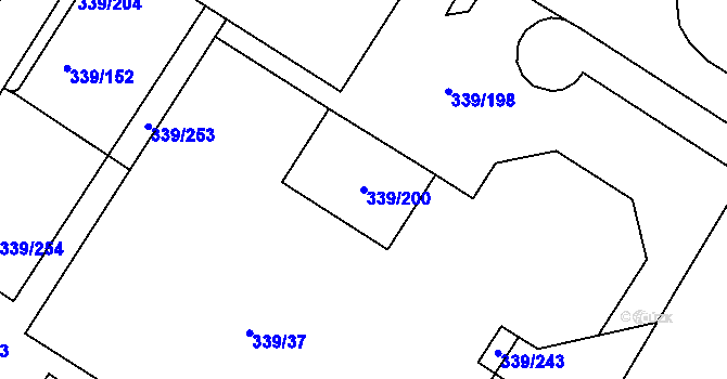 Parcela st. 339/200 v KÚ Chvalovice, Katastrální mapa