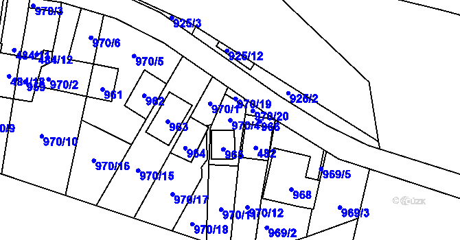 Parcela st. 970/4 v KÚ Chvalovice, Katastrální mapa