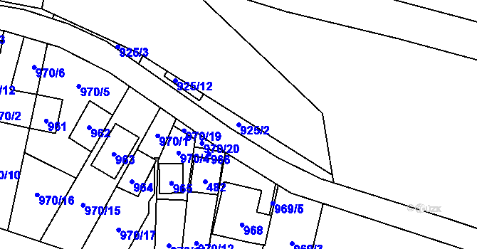 Parcela st. 925/2 v KÚ Chvalovice, Katastrální mapa