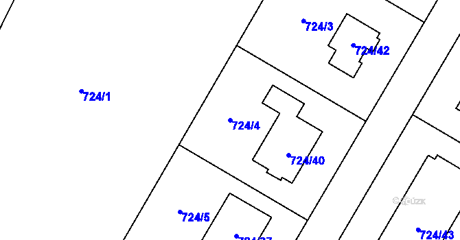 Parcela st. 724/4 v KÚ Chvalovice, Katastrální mapa