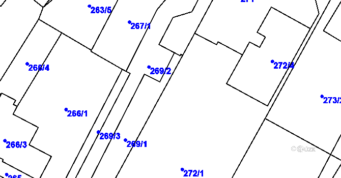 Parcela st. 270/1 v KÚ Chvalovice, Katastrální mapa
