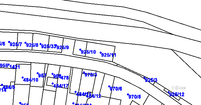Parcela st. 925/11 v KÚ Chvalovice, Katastrální mapa