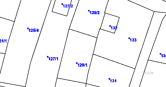 Parcela st. 129/1 v KÚ Chvalovice, Katastrální mapa