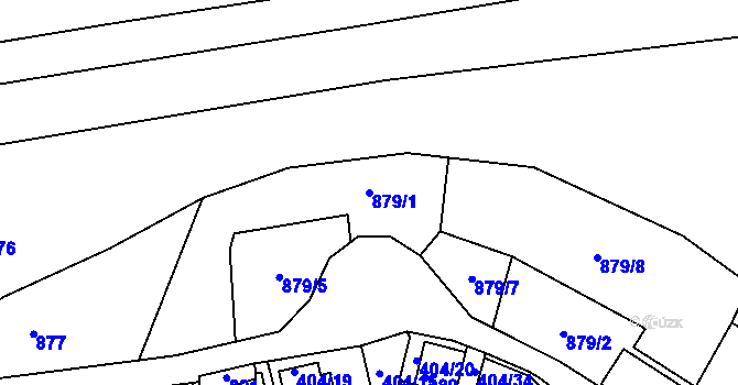 Parcela st. 879/1 v KÚ Chvalovice, Katastrální mapa