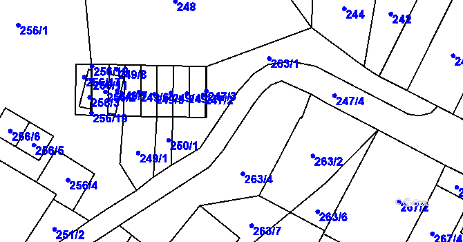 Parcela st. 247/4 v KÚ Chvalovice, Katastrální mapa