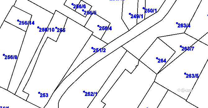 Parcela st. 251/3 v KÚ Chvalovice, Katastrální mapa