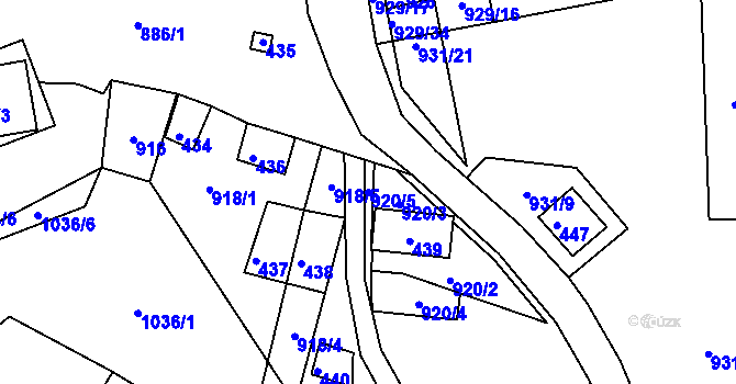 Parcela st. 920/5 v KÚ Chvalovice, Katastrální mapa