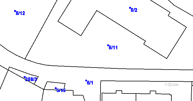 Parcela st. 5/11 v KÚ Chvalovice, Katastrální mapa