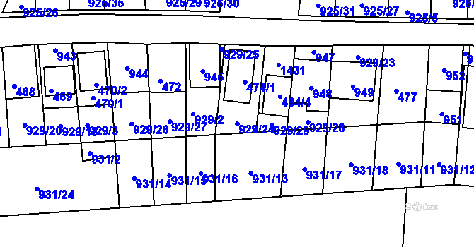 Parcela st. 929/24 v KÚ Chvalovice, Katastrální mapa