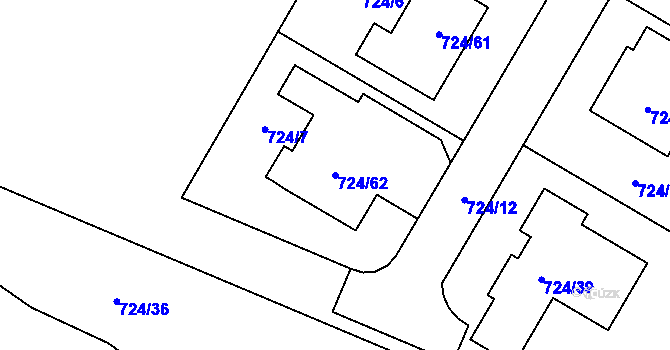 Parcela st. 724/62 v KÚ Chvalovice, Katastrální mapa