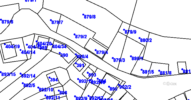 Parcela st. 879/4 v KÚ Chvalovice, Katastrální mapa