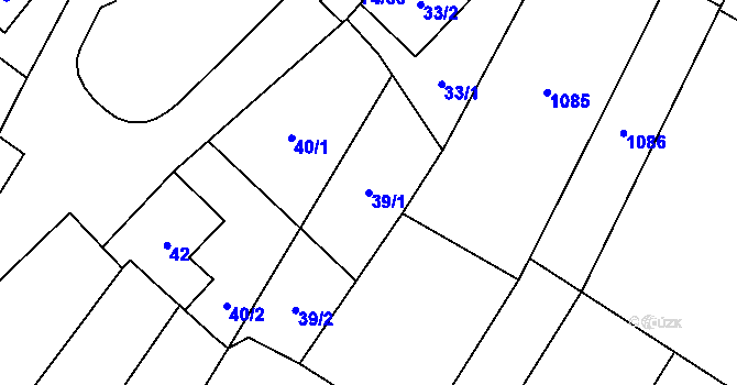 Parcela st. 39/1 v KÚ Chvalovice, Katastrální mapa