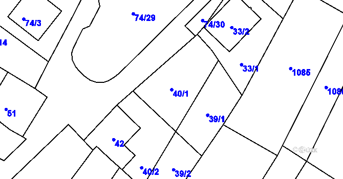 Parcela st. 40/1 v KÚ Chvalovice, Katastrální mapa