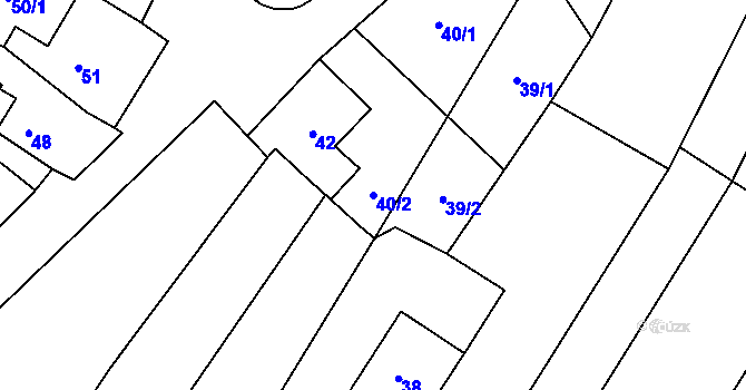 Parcela st. 40/2 v KÚ Chvalovice, Katastrální mapa
