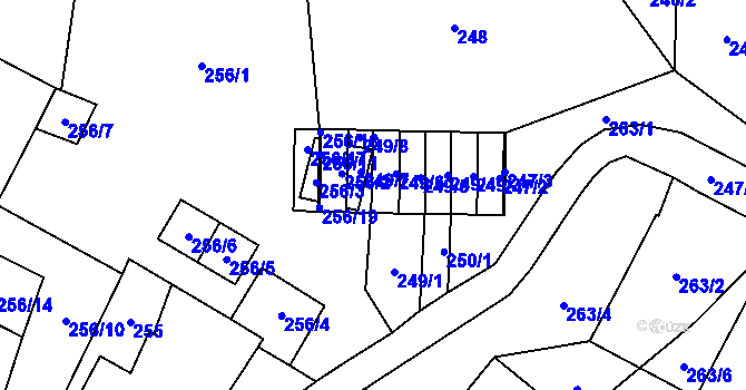 Parcela st. 249/8 v KÚ Chvalovice, Katastrální mapa