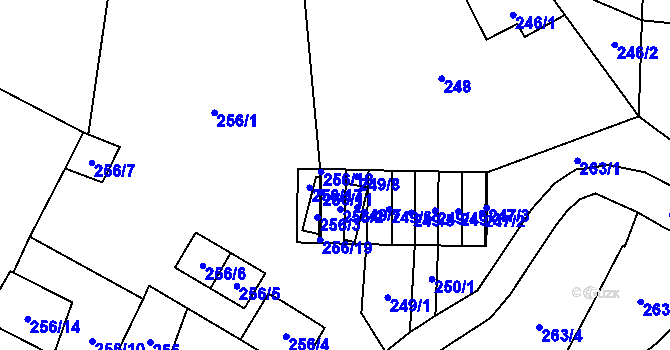 Parcela st. 256/15 v KÚ Chvalovice, Katastrální mapa