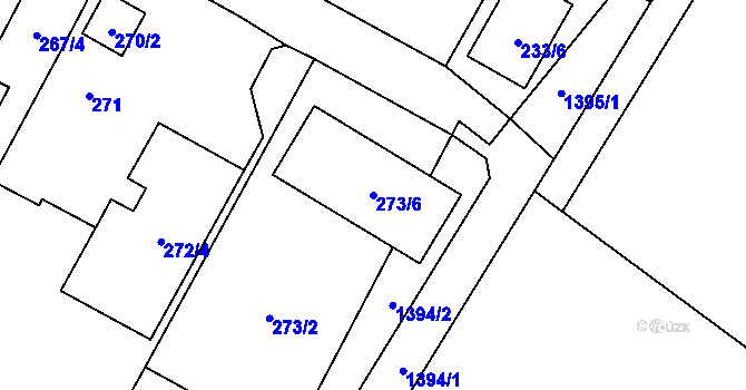 Parcela st. 273/6 v KÚ Chvalovice, Katastrální mapa