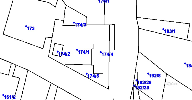 Parcela st. 174/4 v KÚ Chvalovice, Katastrální mapa
