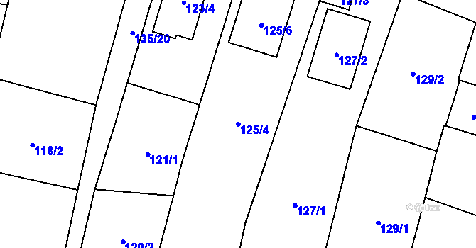 Parcela st. 125/4 v KÚ Chvalovice, Katastrální mapa