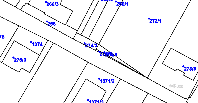 Parcela st. 274/7 v KÚ Chvalovice, Katastrální mapa