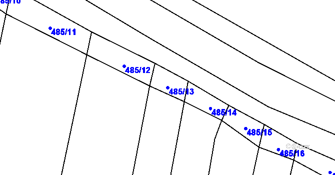 Parcela st. 485/13 v KÚ Chvalovice, Katastrální mapa