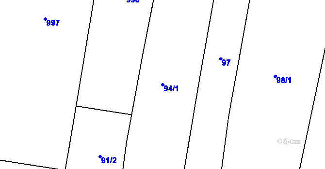 Parcela st. 94/1 v KÚ Chvalovice, Katastrální mapa