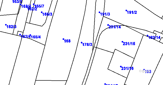 Parcela st. 178/3 v KÚ Chvalovice, Katastrální mapa