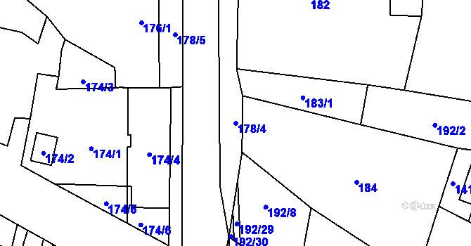 Parcela st. 178/4 v KÚ Chvalovice, Katastrální mapa