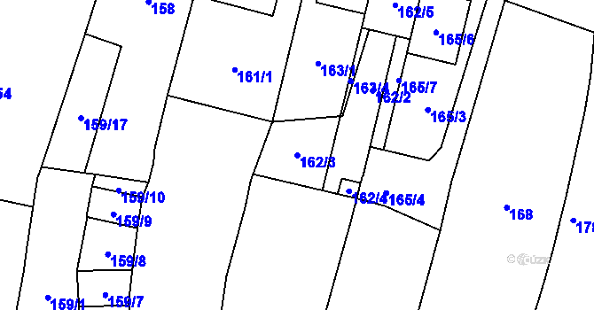 Parcela st. 162/3 v KÚ Chvalovice, Katastrální mapa