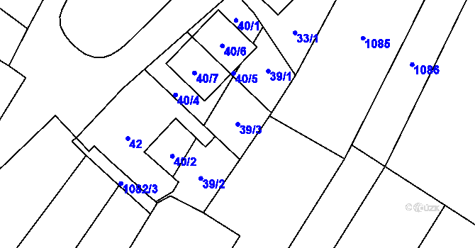 Parcela st. 39/3 v KÚ Chvalovice, Katastrální mapa