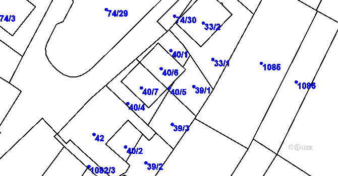 Parcela st. 40/5 v KÚ Chvalovice, Katastrální mapa