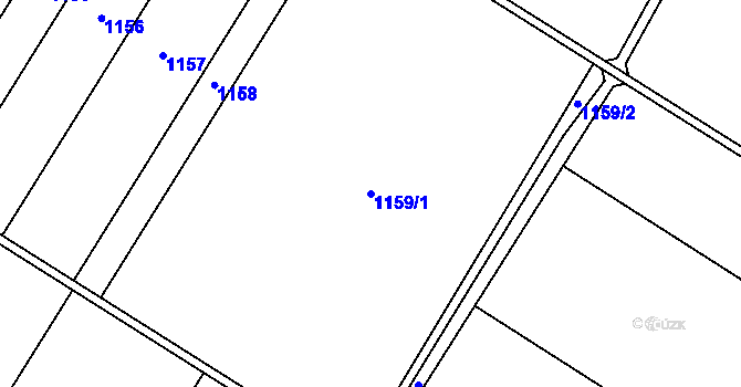 Parcela st. 1159/1 v KÚ Chvalovice, Katastrální mapa