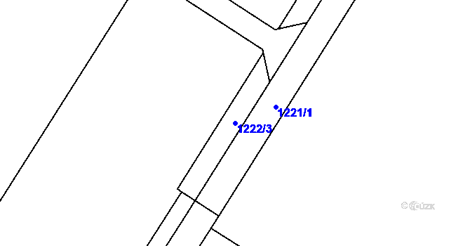 Parcela st. 1222/3 v KÚ Chvalovice, Katastrální mapa
