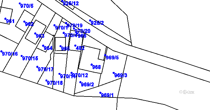 Parcela st. 969/5 v KÚ Chvalovice, Katastrální mapa