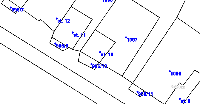Parcela st. 10 v KÚ Borová u Chvalšin, Katastrální mapa