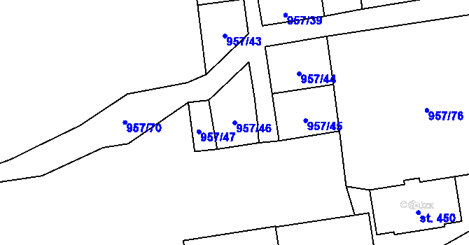 Parcela st. 957/46 v KÚ Chvalšiny, Katastrální mapa