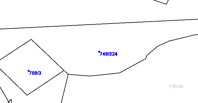 Parcela st. 749/224 v KÚ Chvalšiny, Katastrální mapa