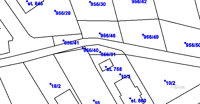 Parcela st. 956/31 v KÚ Chvalšiny, Katastrální mapa