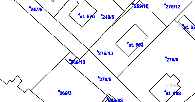 Parcela st. 276/13 v KÚ Chvalšiny, Katastrální mapa