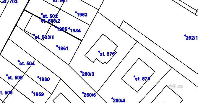 Parcela st. 576 v KÚ Chvalšiny, Katastrální mapa