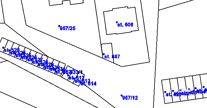 Parcela st. 687 v KÚ Chvalšiny, Katastrální mapa