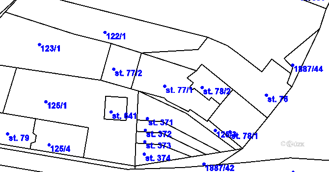 Parcela st. 77/1 v KÚ Chvalšiny, Katastrální mapa