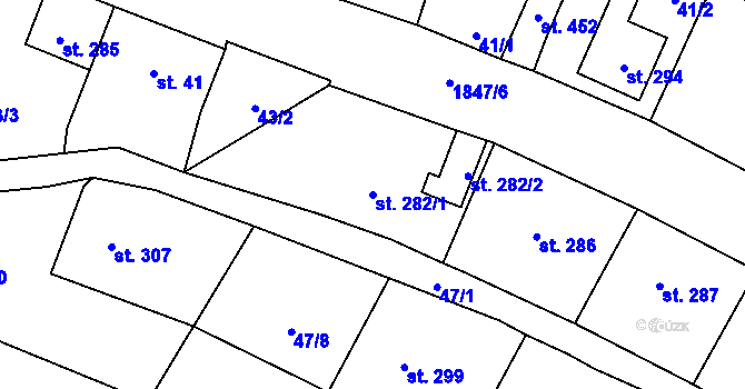 Parcela st. 282/1 v KÚ Chvalšiny, Katastrální mapa