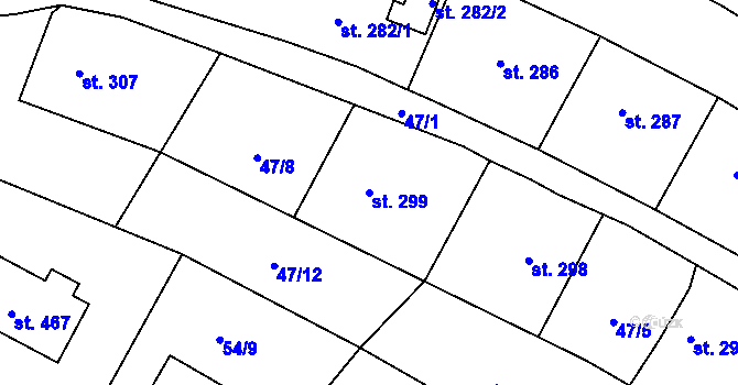Parcela st. 299 v KÚ Chvalšiny, Katastrální mapa