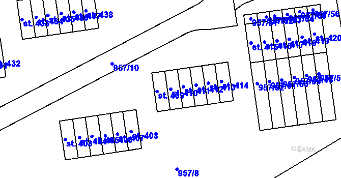 Parcela st. 410 v KÚ Chvalšiny, Katastrální mapa