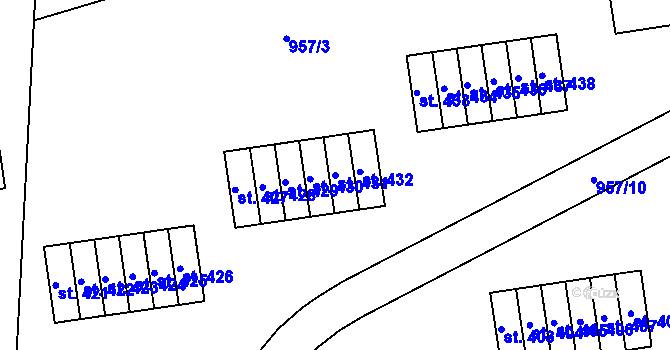 Parcela st. 431 v KÚ Chvalšiny, Katastrální mapa