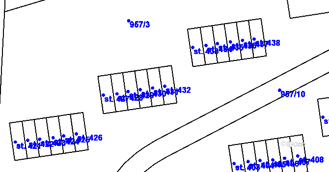 Parcela st. 432 v KÚ Chvalšiny, Katastrální mapa
