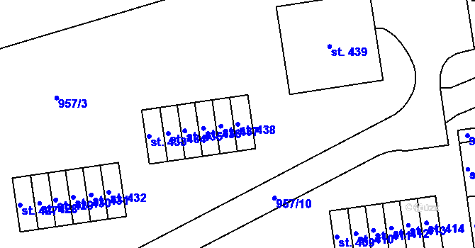 Parcela st. 438 v KÚ Chvalšiny, Katastrální mapa